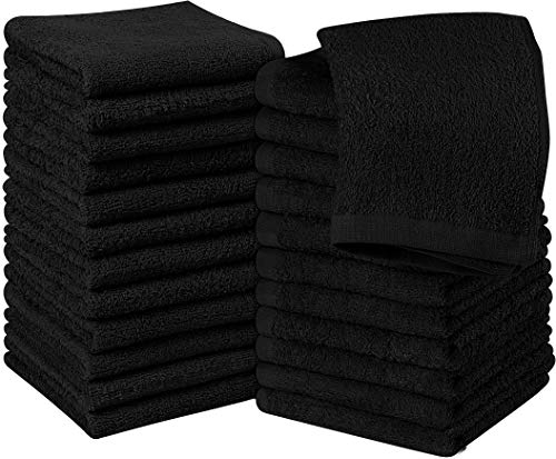 Utopia Towels - 24 Stück Seiftücher, 30x30 cm mit Aufhängeschlaufen, saugfähige Waschlappen zum Abwischen und Reinigen des Gesichts aus 100% Baumwolle (Schwarz)