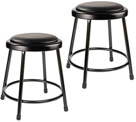 OEF Furnishings OEF6418-10/2 Premium Commercial-Grade All-Purpose Round Stool (18-inch Height, Black Frame, Vinyl Padded Seat, 2-Pack)
