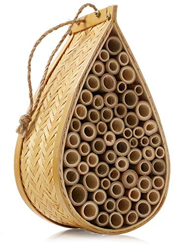 Honey Keeper Mason Bee House, Natural Bamboo Teardrop Bee Hive