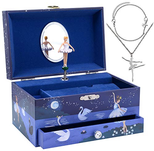 Jewelkeeper Ballerina Music Box & Little Girls Jewellery Set - 3 Ballerina Gifts for Girls