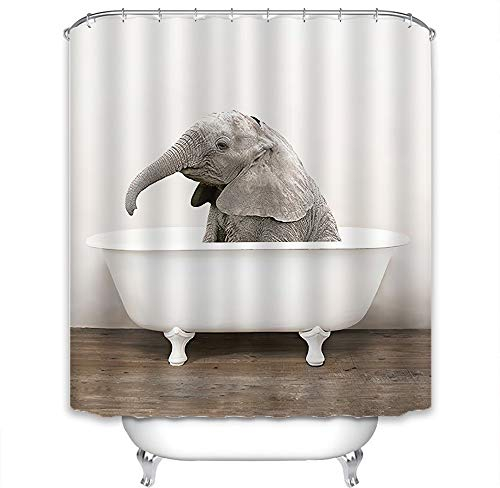 Xlabor Premium Tier Duschvorhang Wasserdicht Anti-Schimmel Stoff inkl. 12 Duschvorhangringe für Badezimmer Elefant 240x200cm