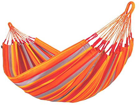 La Siesta® Brisa Orange Classic Hamaca – Relajación al Aire Libre Resistente e intemperado Hamaca Simple, relajación auténtica y cómoda