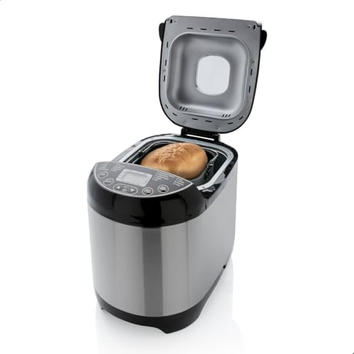 Brabantia Brotbackmaschine, Brotbacker, 19 Programme, 15 Stunden Verzögerungstimer, Warmhaltefunktion, 3 Bräunungsstufen, Geeignet für Diäten und Allergien, Edelstahl, BBEK1114