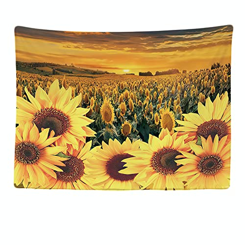 Ulticool - Appeso a Parete Decoración Casa - Girasol Sol el Verano Flores - 200 x 150 cm Grande – Murales Alfombra Tapiz Pared - Tapices Decorativo para Habitacion Dormitorio Salon