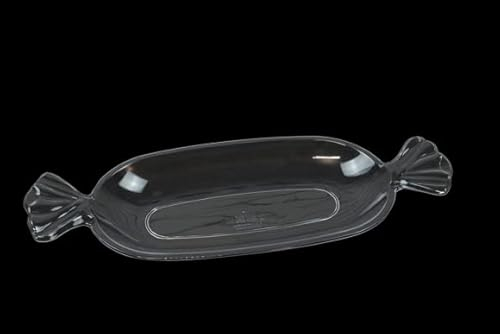 3x Contenitore Ciotola COPPA VASSOI a forma di CARAMELLA - 38x15cm rettangolare - in plastica TRASPARENTE - Alzata per caramelle, marshmallow, dolci ecc. - Addobbo, decorazione tavola torta, buffet