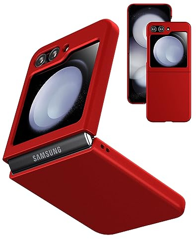 Cresee Funda para Samsung Galaxy Z Flip 5 (2023) Funda Rígida Delgada de Policarbonato Cubierta Funda de Teléfono para Galaxy Z Flip5, Rojo