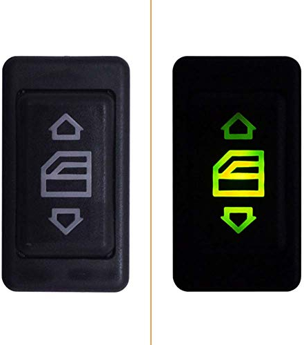 Pulsante Interruttore Alzacristallo Elettrico Universale 12V 24V 10A 6 Pin con Luce LED Verde, Adatto a Tutte le Auto Nero (Come mostrato)