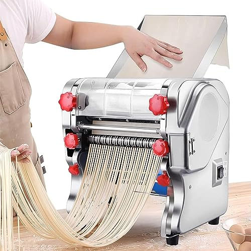 UE-MAOLU Máquina para Hacer Pasta eléctrica, máquina de Fideos domésticos 2,5 mm Fideos Linguine Dumpling Wonton Skin con Rodillos de aleación de Aluminio y Cortador para Pasta, Espagueti