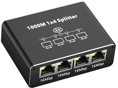 AOUZEA Switch RJ45 4 Ports 1000Mbps Switch Ethernet, Hub RJ45 Multiprise Ethernet 1 to 4 Splitter Avec USB-C câble et Chargeur pour Ordinateur,Hub, Network Switch, Routeur, Set-Top Box, Digital TV