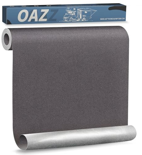 Parche Adhesivo de Tela, 40x200 cm Exterior Parches de Reparación de Lona, Impermeable Parches para Tela Autoadhesivo para Sofá, Cortina, Toldos, Asiento de Coche, Tumbona, Gris oscuro