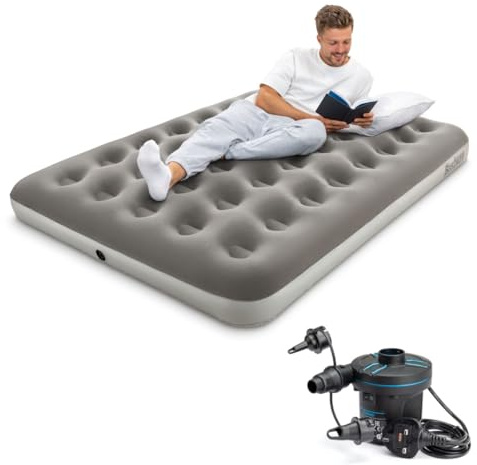 Bestway Premium Camping Double Airbed with Handheld Electric Pump, Inflatable Portable, Air Mattress, Outdoor Camping Bed