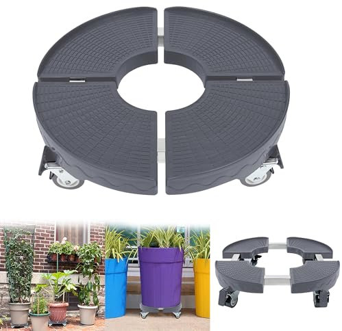 Suusolny Rullo per piante grigio, regolabile, Ø 39 – 52 cm fino a 300 kg, sottovaso, vaso per piante da esterno