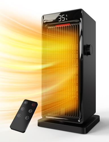 QEXREED Stufetta Elettrica Basso Consumo, 2000W PTC Termostato Termoventilatore con ECO Modalità, 90°Oscillazione, 24H Timer, 4 Modalità, Direzione del Vento, Protezione Multipla, Telecomando, Casa