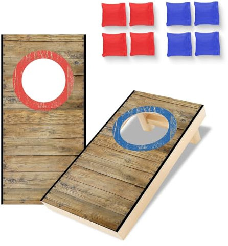 NZQXJXZ Mini-Cornhole-Spiel-Set, 26 x 13 cm, tragbares Cornhole-Set aus Massivholz, mit 2 Cornhole-Spielbrettern und 8 Mini-Sitzsäcken für Büro, Zuhause