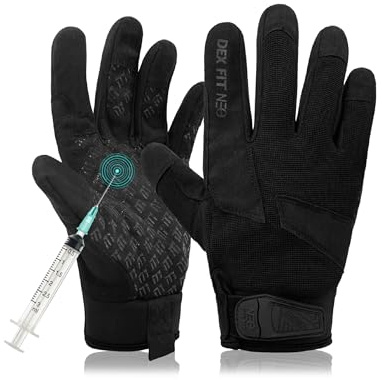 DEX FIT Guanti Antitaglio e Antiperforazione NPG420 - Protezione in Acciaio, Presa Salda,Touchscreen, Comodi e Resistenti per Lavoro, Airsoft (Black, Small (1 Pair))