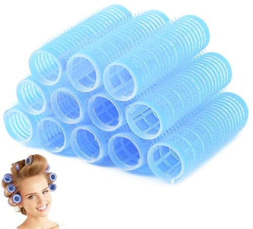 EIROVYA 12 Stück Lockenwickler, Haarwickler, Haftwickler Blau 15mm