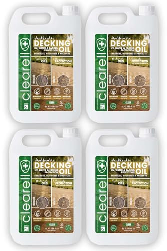 Clearell 20L | Decking Oil | Clear – Nourishes & UV Protects Outdoor Wood - Water Protection Sealer & Preserver Suitable for All Softwood & Hardwood Decking, Fences, Sheds & Furniture - 20 litres