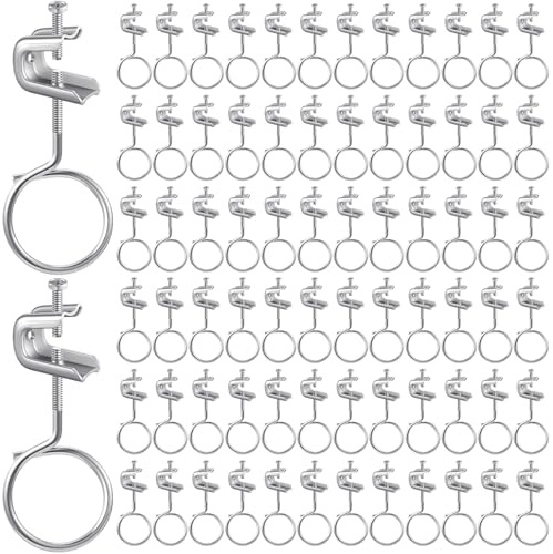 Hicarer 50 Set 1/4 x 20 Beam Clamp Steel Small C Clamps with Screws Metal Machine Threaded Bridle Rings Cable Ring Hangers for Pipe, Can Withstand 75 Lbs (2 Inch Bridle Rings)