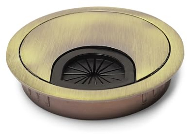 2Pcs 60mm Desk Cable Grommets, Desk Plug Hole Cover, Computer Desk Metal Cable Hole, Round Cable Hole Cover for Desktop Cable Organizer(Bronze)