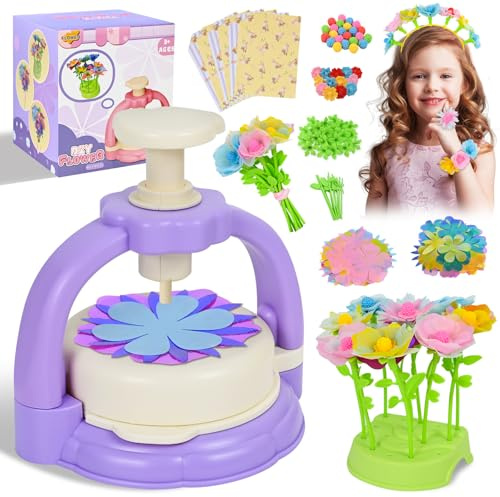 HERMORRYSS Blumenpresse Kinder Set, DIY Blumen Bastelset, DIY Blumenpresse mit Werkzeug, Bastelset für Mädchen, Pädagogisches Kunstset für Mädchen 3-12 Jahre, Kreatives Geschenk für Geburtstag (Lila)