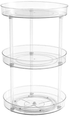 Dasbsug Organizador de almacenamiento funcional para tocadiscos, contenedor giratorio transparente para almacenamiento eficiente de botellas de especias en carruseles de maquillaje de cocina