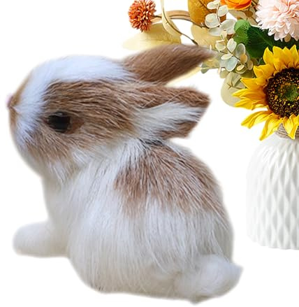 Patifirst Mini Lapins Simulation,Figurines Mignonnes Lapins en Peluche Réalistes,Animal en Peluche Bunny Simulation - pour Maison Pâques Fête Nursery Bureau Chevet Étagère TV Rebord
