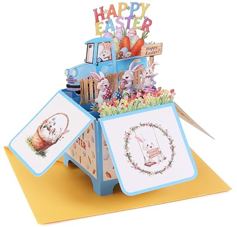 Easter Card 3d Pop Up Birthday Cards For Women Men Happy Easter Decorations Flowers Bunny With Eggs Mixed Designs With Envelope For Festive Decor And Fun Interactive Experience To Share Joy