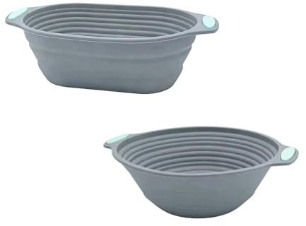 Ymswjgj Jäsningskorg, surdeg, startset, bröd, oval och rund jästkorg för bröd, jästkorg, set av silikon, oval, 2 jästkorgar av silikon, oval och rund