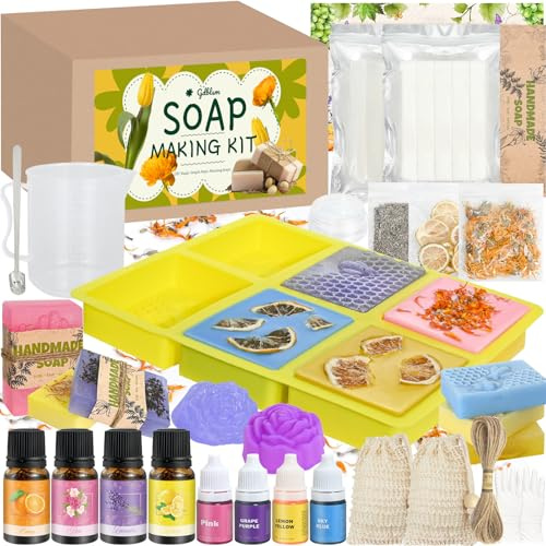 Gdblsm Soap Making Kit- Soap Making Kit for Adults with Shea Butter Glycerin Melt and Pour Base, Silicone Molds, Dried Flowers, DIY Craft for Beginners Gift for Women