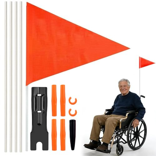 Pyralidsg Drapeau de Vélo, 150CM Hauteur Réglable Fanion Vélo Sécurité, Haute Visibilité Drapeau de Velo avec Tige pour La Sécurité, pour Velo, Scooter, Camions(Orange)