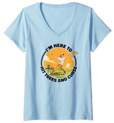 Femme Disc-Golf-Joueur Disc-Golfing Game Dictons drôles Disc-Golf T-Shirt avec Col en V