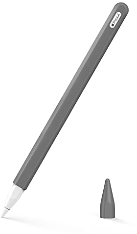 MoKo - Carcasa para iPad iPencil de 2ª generación, Funda Protectora para lápiz Capacitivo de Silicona, Tapa con Punta de Repuesto y Clip Integrado, Color Gris