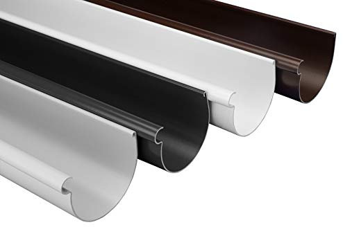 Pacchetto risparmio grondaie RAINWAY S (10 metri, grigio) - 90mm mezzo tondo, plastica PVC-U, consigliato per tetti > 100m², grondaie in plastica PVC
