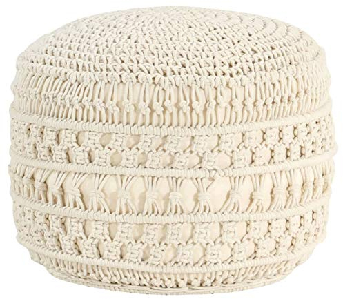 Tidyard Makramee Sitzpuff Handgefertigt Sitzpouf Strickpouf Pouf Sitzpouf Sitzkissen Bodenkissen Fußhocker 45 x 30 cm Baumwolle
