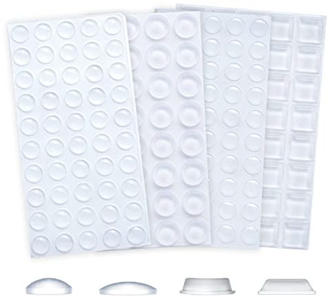 VABNEER Ammortizzatore di Colpi in Silicone Trasparente Autoadesivo Gommini Paracolpi per Porte, Mobili, Cassetti, Armadietti (172, 8-12.7mm)
