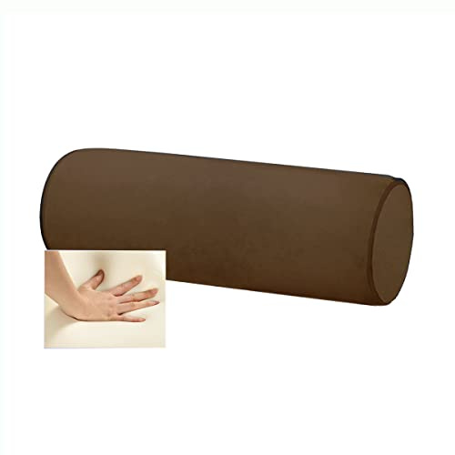 Velvetcossy Memory Foam 16x6 Neck Pillow for Sleeping, Neck Pain Relief, Side Back Stomach Sleeper, Car or Office Chair Sofa,Support Pillow with Soft Velvet Pillowcase (Brown)