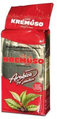Caffè Kremoso CAFFÈ MACINATO per Moka e Caffettiera Napoletana, Miscela ARABICA TOP SELECTION in bustina sottovuoto da 250 gr