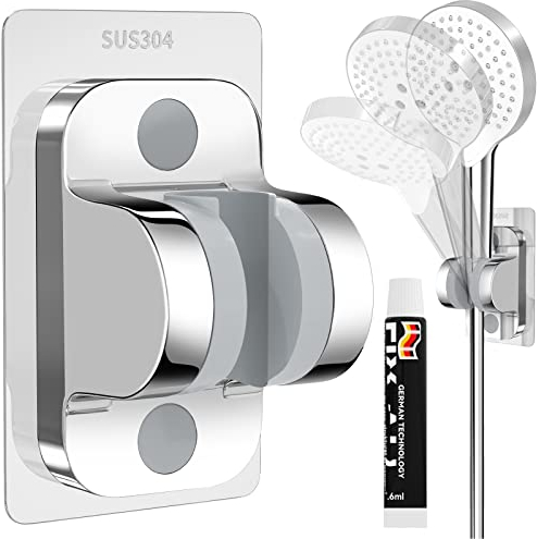 Soporte para Ducha Ajustable - Soporte Alcachofa Ducha Universal Soporte de Cabezal de Ducha sin Taladro Cursor Brazo de Sujeción, Acero Inoxidable, Impermeable