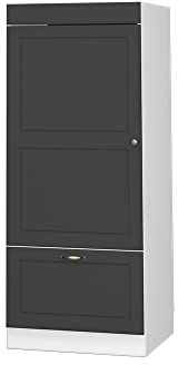 Vicco Mikrowellenschrank Fame-Line, Anthrazit-Gold Landhaus, 60 cm
