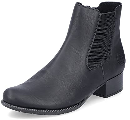 Rieker Femme Bottines 78600, Dame Bottines Chelsea,Demi-Bottes,Bottines,Bottes de Glisse,Plat,Noir (Schwarz / 01),37 EU / 4 UK