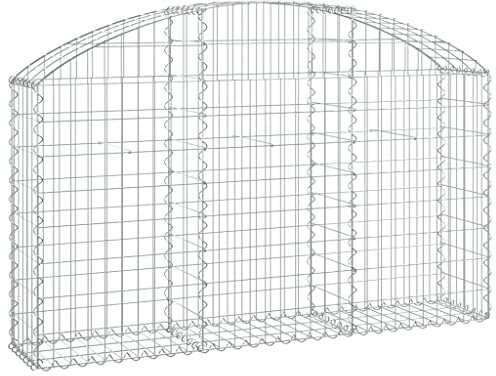 vidaXL Panier de Gabions Arqué Cage à Gabion Mur de Gabion Panier à Pierre Gabion pour Pierre Jardin Patio Extérieur 150x30x80/100 cm Fer Galvanisé