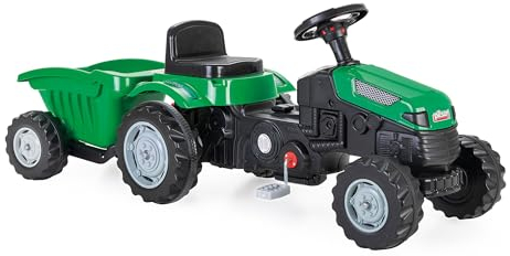 LEMODO Trettraktor ab 3 Jahre | Kinder Traktor in grün| Traktor zum draufsitzen | Kindertraktor mit Anhänger | Trampeltrecker mit Hupe | Trettrecker für drinnen und draußen