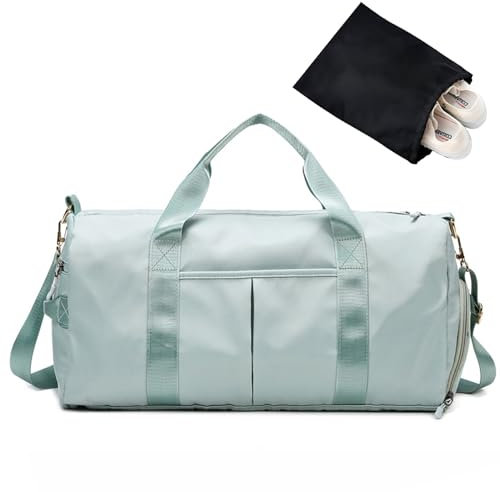 Sports Gym Bag Duffle Bag Travel Bags with Shoes Compartment and Wet Pocket Large Capacity Portable Lightweight Waterproof Overnight Bag Cabin Bag Swimming Bag for Men Women (Green)