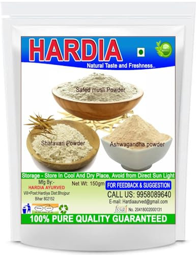 YANG Hardia Ashwagandha Safed musli Shatavari churan Polvere 150gm Combo Pack