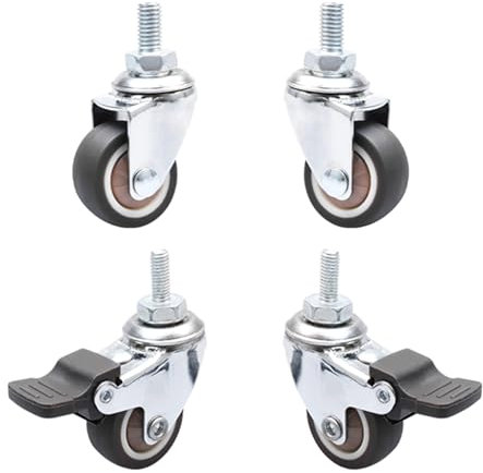 Ruedas giratorias para muebles, ruedas para muebles M6 pequeñas, 2 ruedas con freno y 2 sin freno, giratorias 360°, Apto para muebles de interior y exterior (1 pulgada)