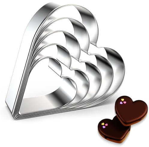 ZEPIQOR Lot de 5 Emporte-pièces Coeurs Acier Inoxydable Saint-Valentin - Moule Pâtisserie Décoration