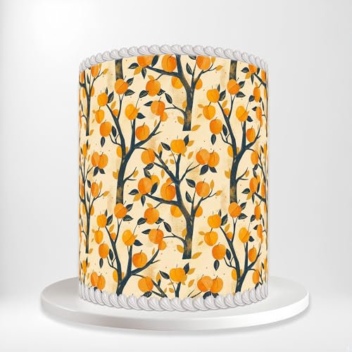 Apricots Fruit Trees Botanical Wrap Around Print A4 Edible Paper Icing Sheet Cake Topper Side Ribbon Border Decor for Personalised Themed Decorations