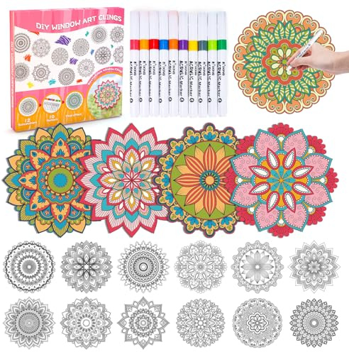 DIY Fensterkunst Bastelset Geschenk Mädchen 6 7 8 9 Jahre - Kreative Sonnenfänger Basteln Spielzeug ab 5-10 | Geburtstags Geschenke für Jungen & Mädchen 6-12 Jahre | Malspaß & Bastelspaß mit Wohndek