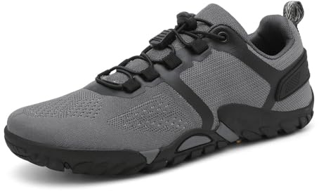 Scarpe Barefoot, Scarpe a pianta Larga, Scarpe da Corsa, Scarpe Sportive, Adatte per Fitness, Trail Running, Passeggiate, Grigio 45 EU.
