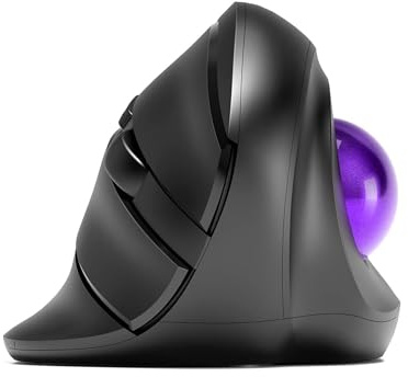 Nulea M514 Kabellose Trackball-Maus, wiederaufladbar, ergonomisch, einfache Daumensteuerung, präzises und reibungsloses Tracking, 3-Geräte-Anschluss (Bluetooth oder USB-Empfänger)-Purple
